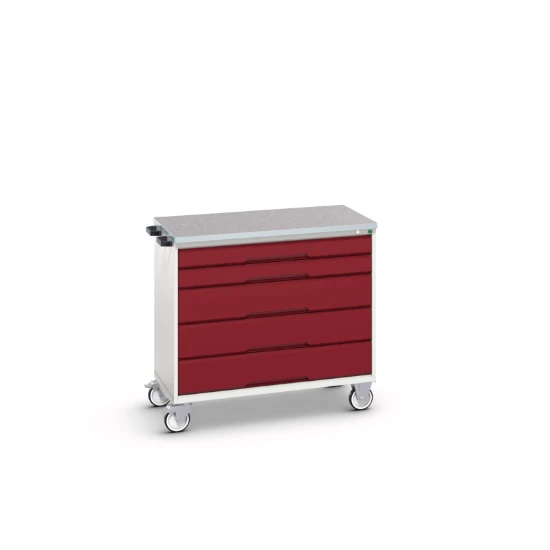 bott Verso gereedschapswagen 1050x600x980mm 5 laden lino top tray RAL 3004
