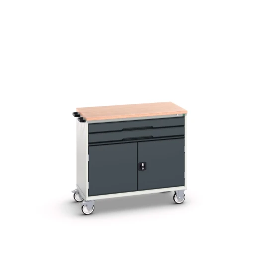 bott Verso mobiele kast 1050x550x965mm 2 laden 2 deuren MPX top RAL 7016