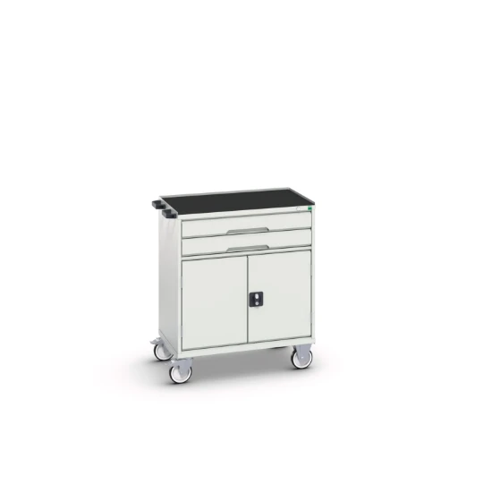 bott Verso mobiele kast 800x550x965mm 2 laden 2 deuren top tray RAL 7035