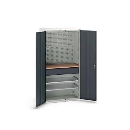 bott Verso systeemkast 1050x550x1000mm 2 legborden 1 lade 1 Perfo achterwand RAL 7016