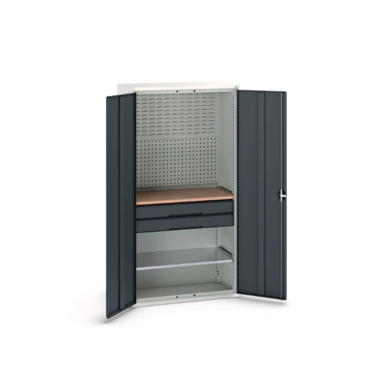 bott Verso systeemkast 1050x550x2000mm 1 legbord 2 lades 1 Perfo achterwand  RAL 7016