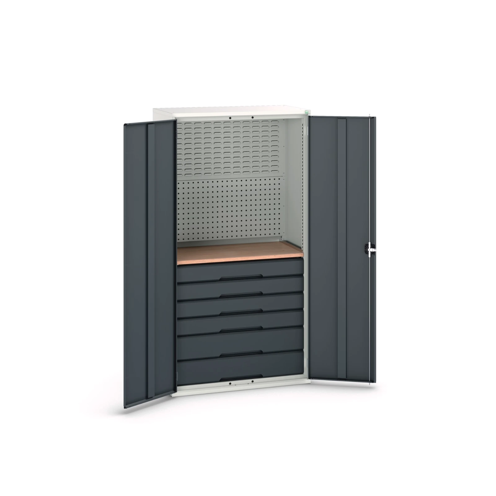 bott Verso systeemkast 1050x550x2000mm 6 lades 1 Perfo achterwand RAL 7016