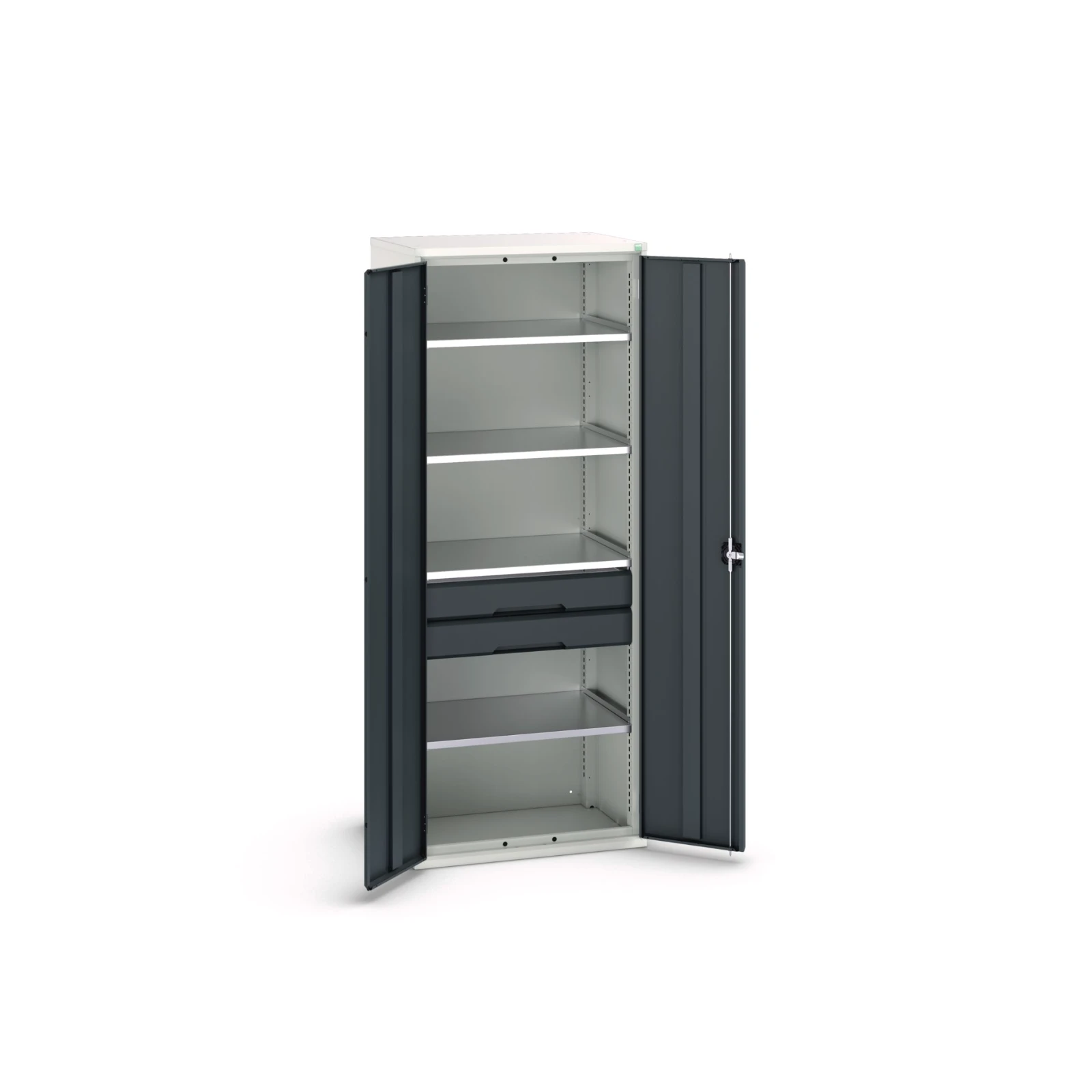 bott Verso systeemkast 800x550x2000mm 4 legborden 2 laden RAL 7016