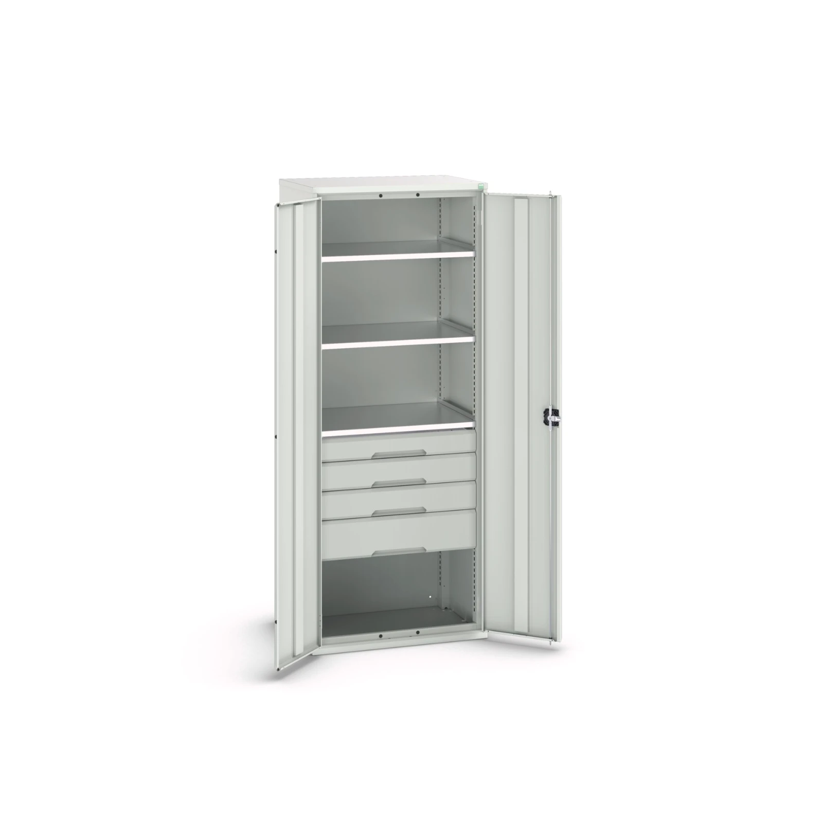 bott Verso systeemkast 800x550x2000mm 3 legborden 4 laden RAL 7035