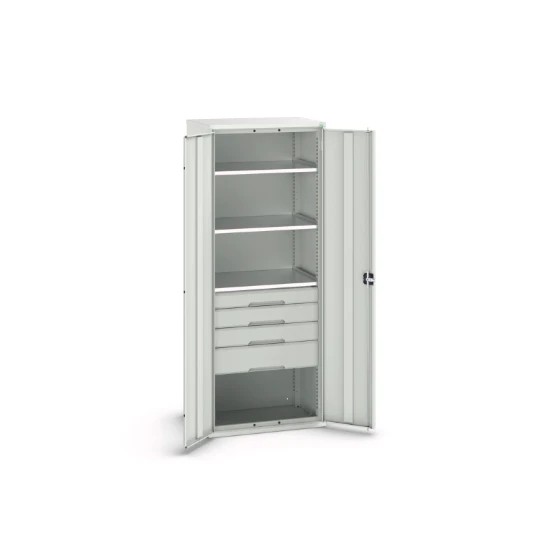 bott Verso systeemkast 800x550x2000mm 3 legborden 4 laden RAL 7035