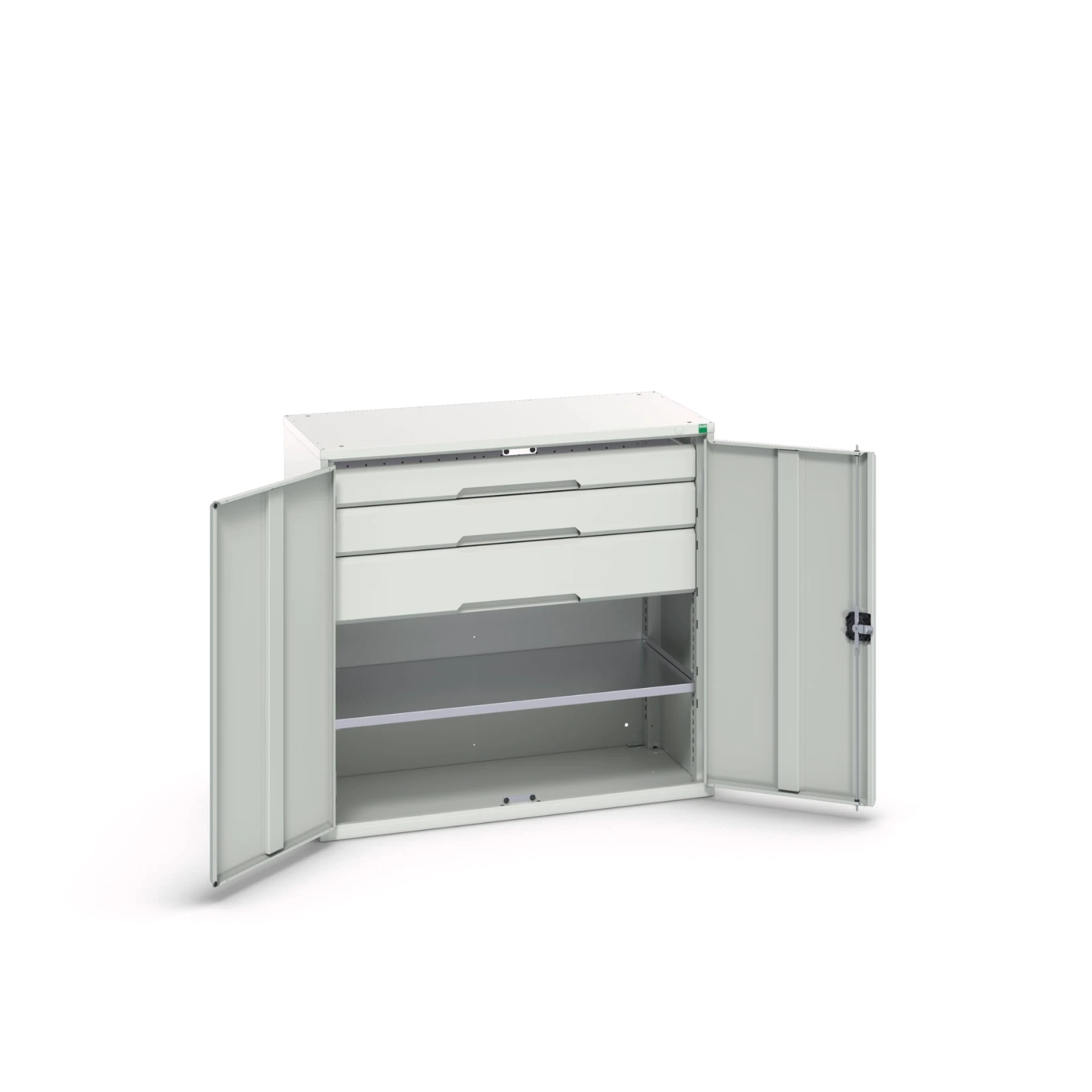 bott Verso systeemkast 1050x550x1000mm 1 legbord 3 lades RAL 7035
