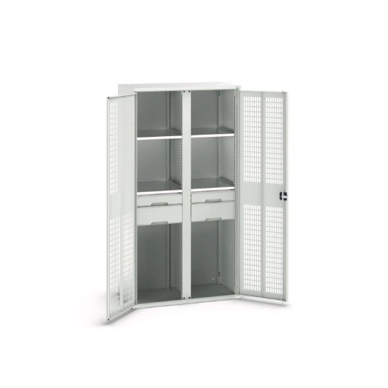 bott Verso kast gevleugelde deuren 1050x550x2000mm 4 legborden 4 lades RAL 7035