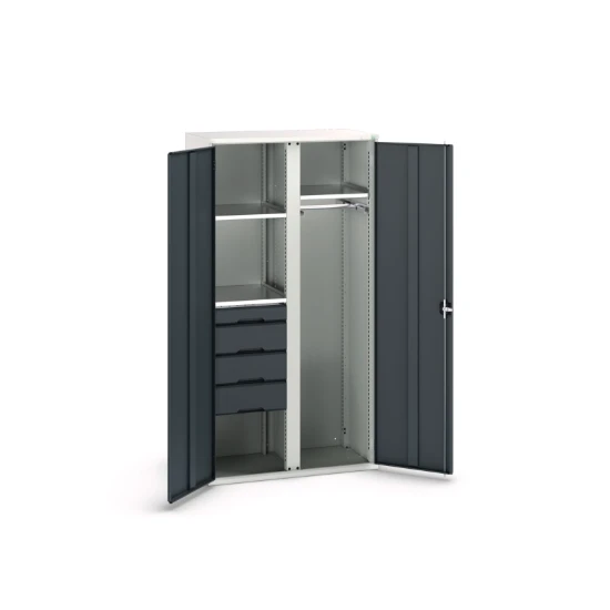 bott Verso systeemkast 1050x550x2000mm 3 legborden 4 lades RAL 7016
