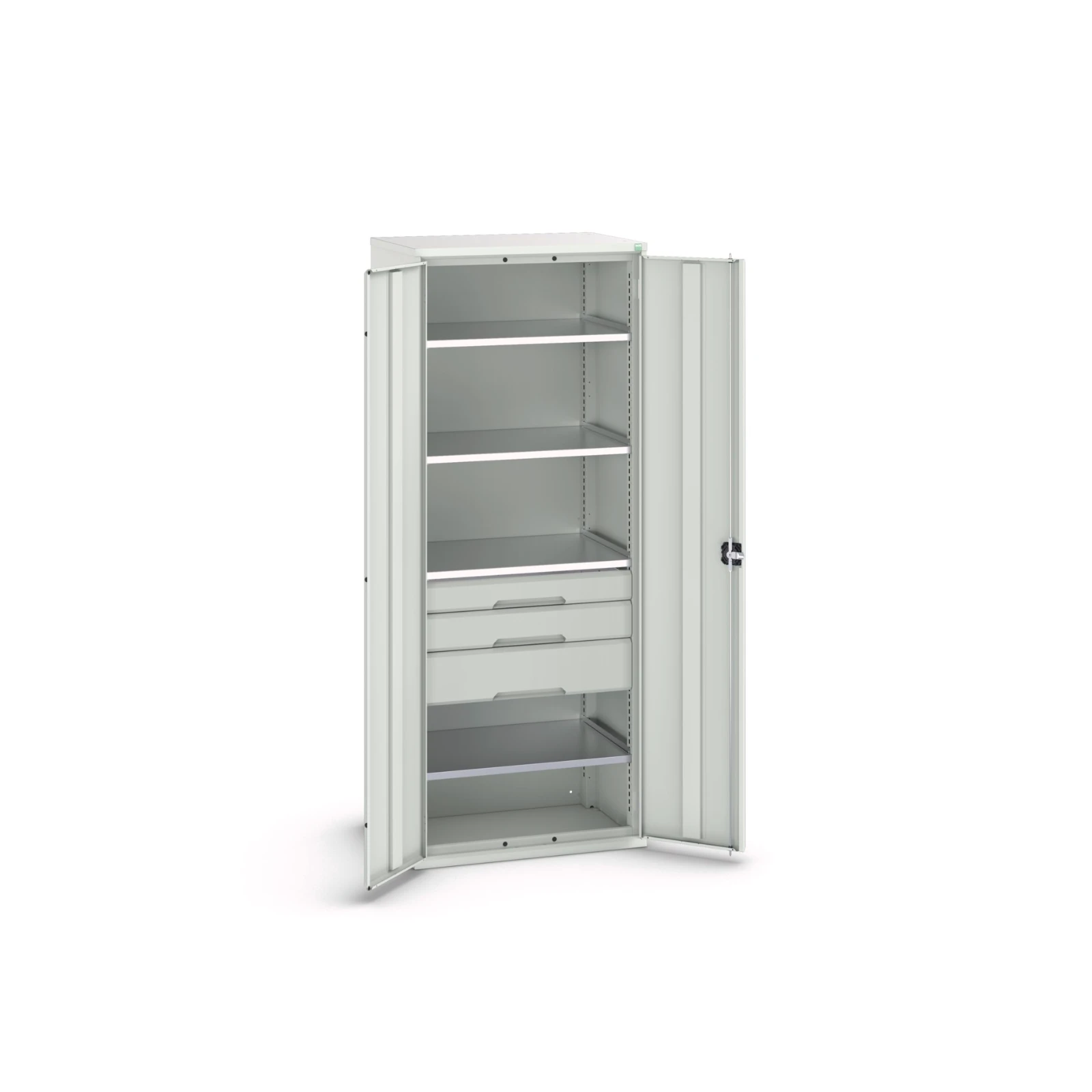 bott Verso systeemkast 800x550x2000mm 4 legborden 3 laden RAL 7035
