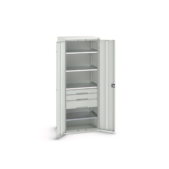 bott Verso systeemkast 800x550x2000mm 4 legborden 3 laden RAL 7035