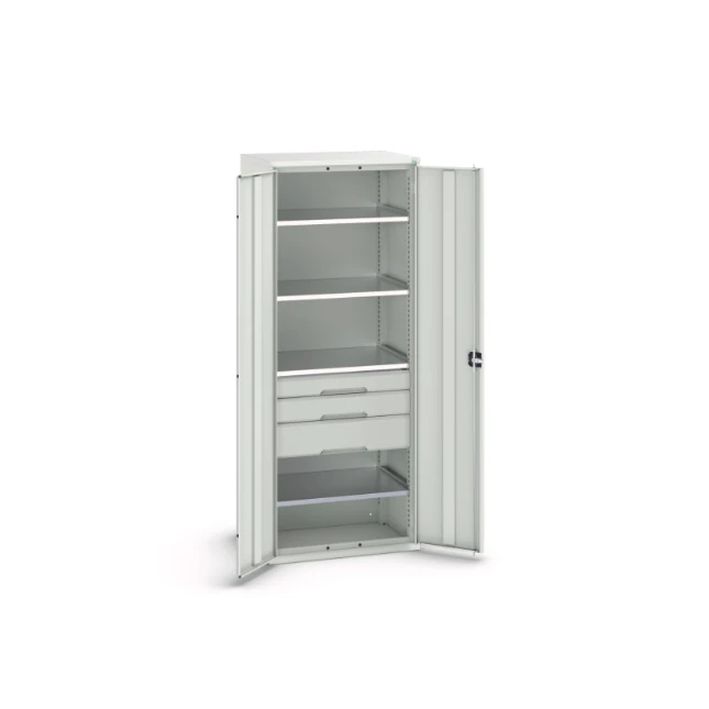 bott Verso systeemkast 800x550x2000mm 4 legborden 3 laden RAL 7035