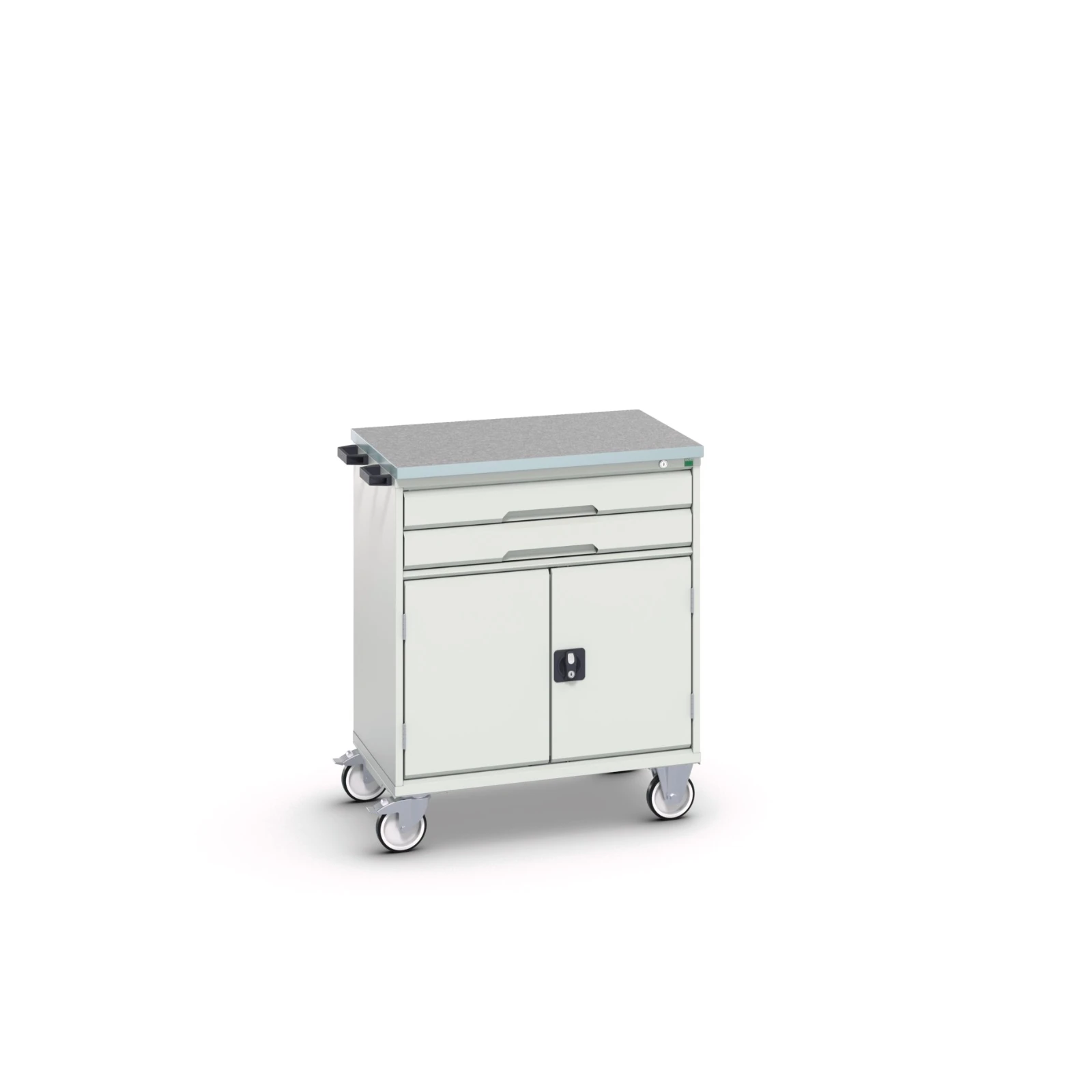 bott Verso mobiele kast 800x600x980mm 2 laden 2 deuren lino top RAL 7035