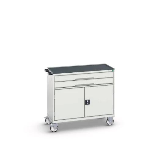 bott Verso mobiele kast 1050x550x965mm 2 laden 2 deuren top tray RAL 7035