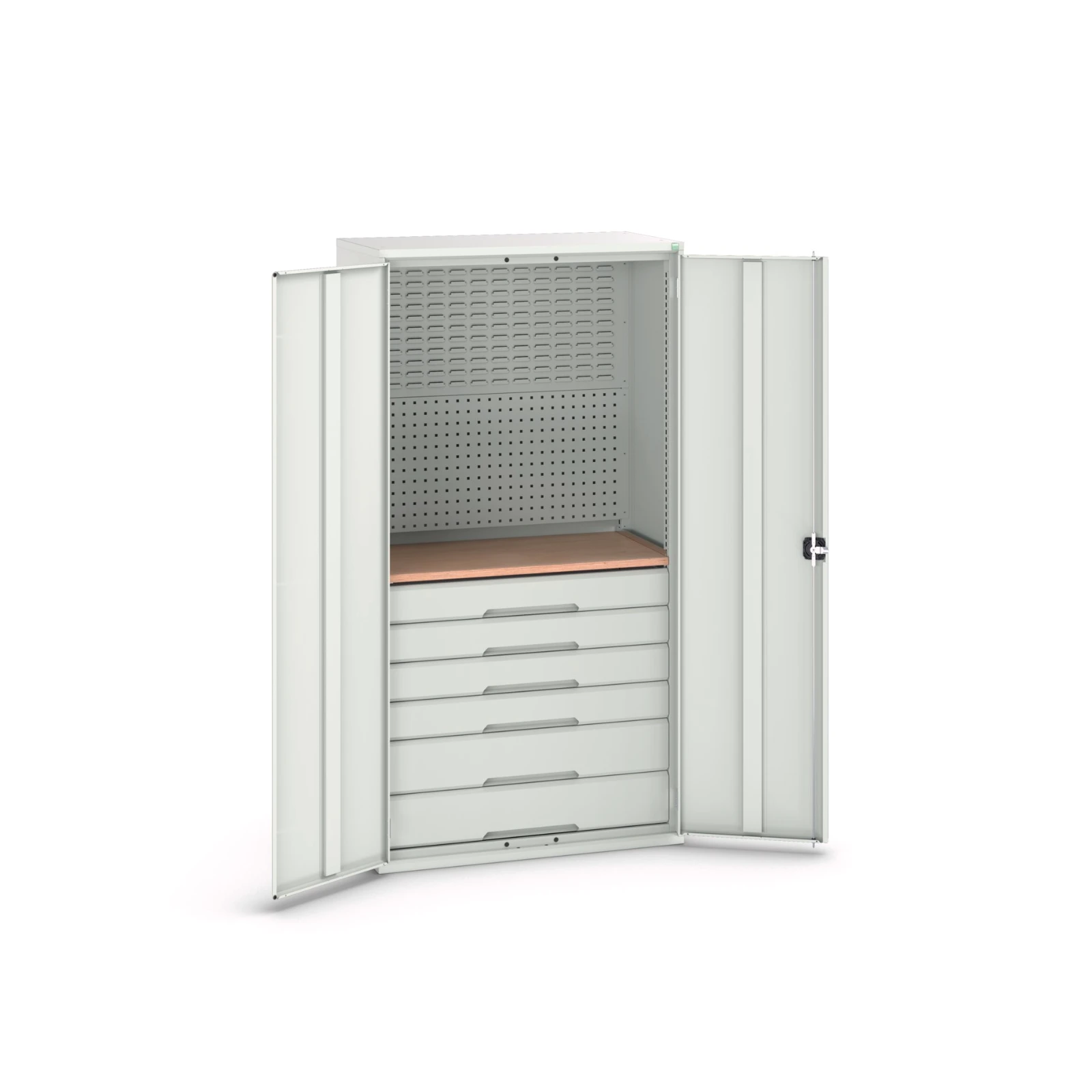 bott Verso systeemkast 1050x550x2000mm 6 lades 1 Perfo achterwand RAL 7035