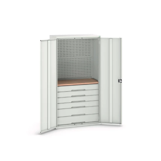 bott Verso systeemkast 1050x550x2000mm 6 lades 1 Perfo achterwand RAL 7035