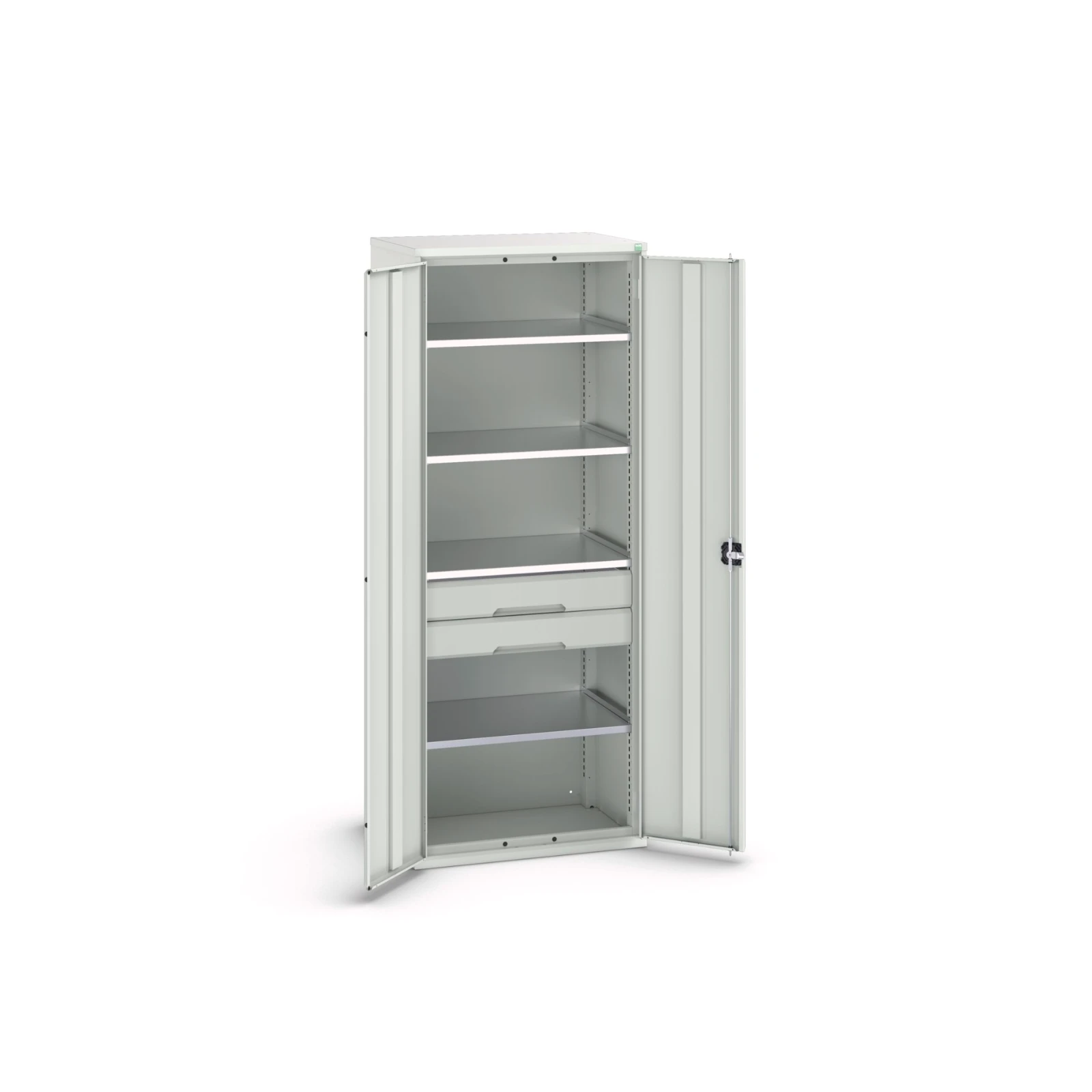 bott Verso systeemkast 800x550x2000mm 4 legborden 2 laden RAL 7035