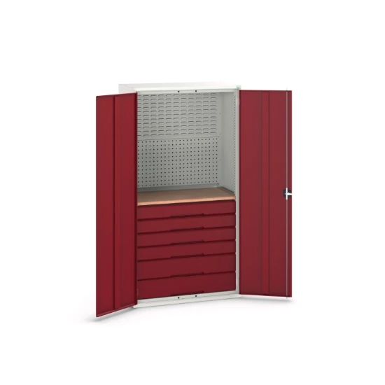 bott Verso systeemkast 1050x550x2000mm 6 lades 1 Perfo achterwand RAL 3004