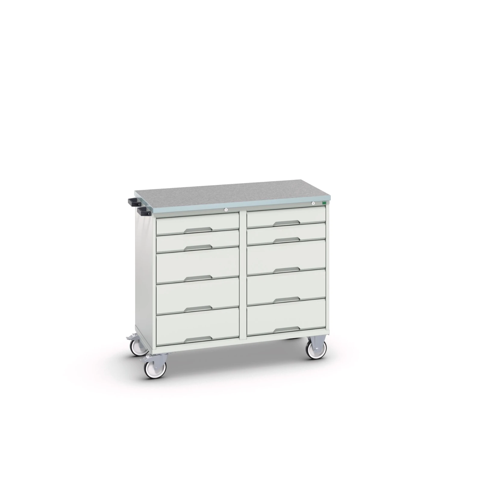 bott Verso gereedschapswagen 1050x550x965mm 2 legborden 2 deuren top tray RAL 7035