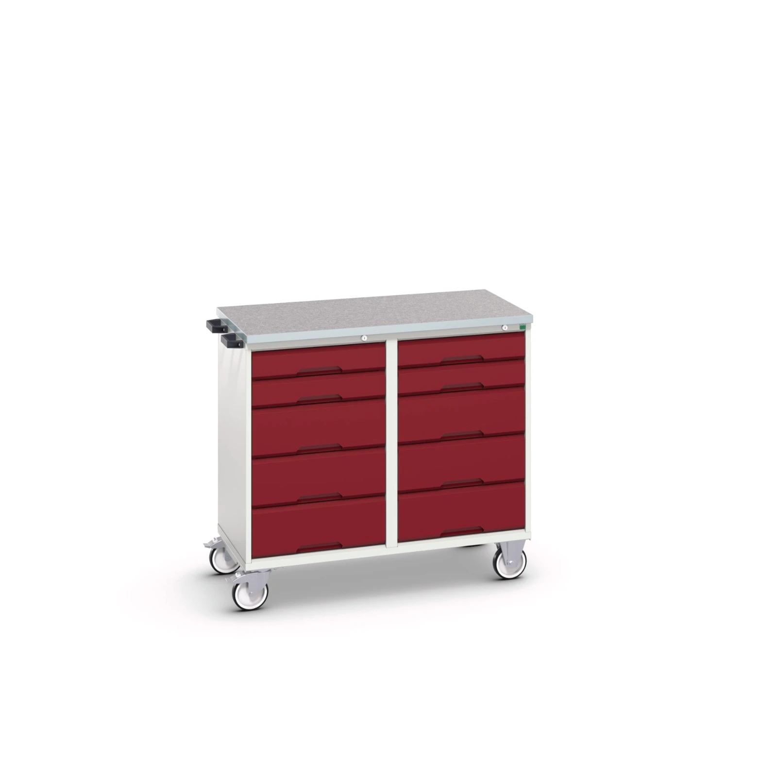 bott Verso gereedschapswagen 1050x550x965mm 2 legborden 2 deuren top tray RAL 3004