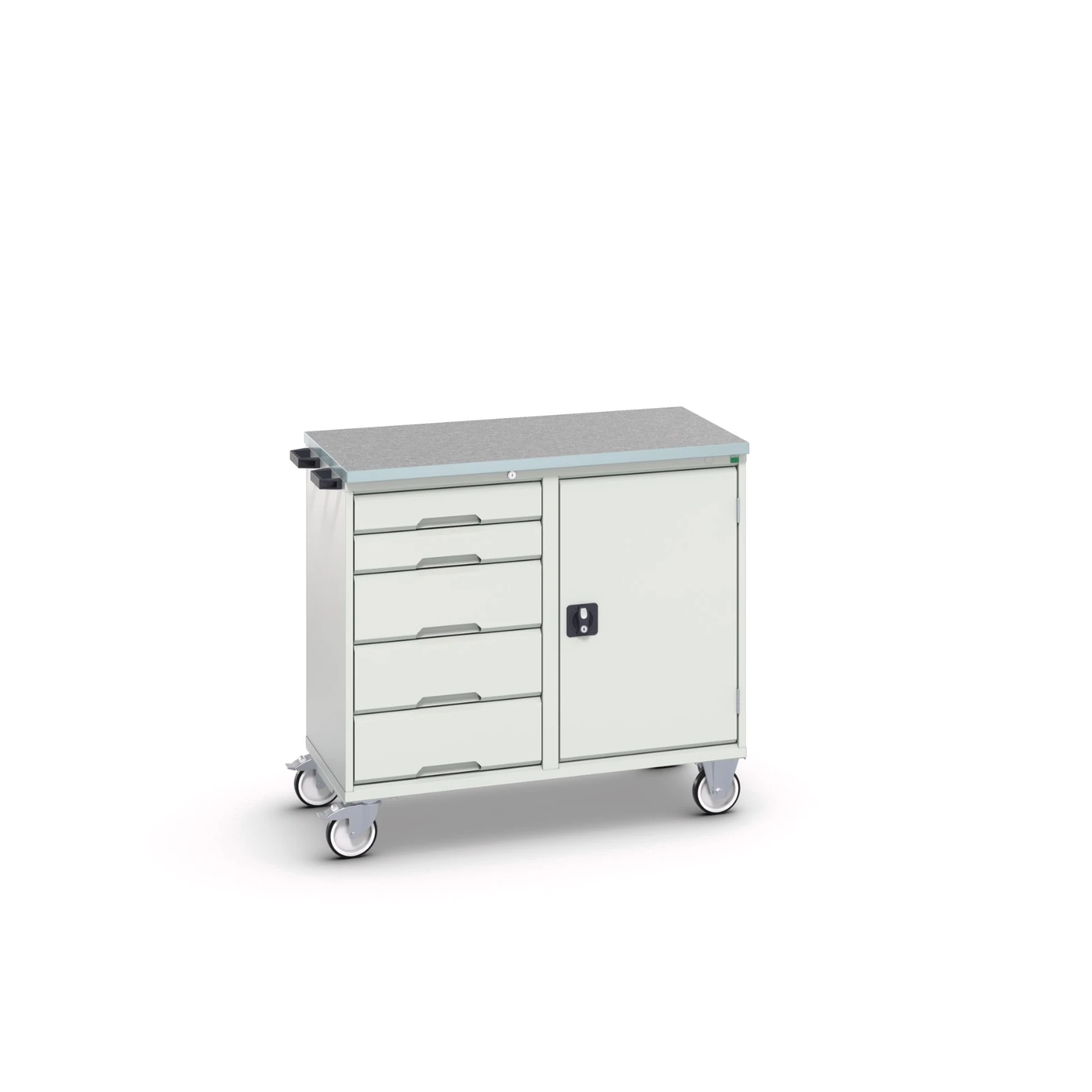 bott Verso mobiele kast 1050x600x980mm 5 laden 1 deur lino top RAL 7035