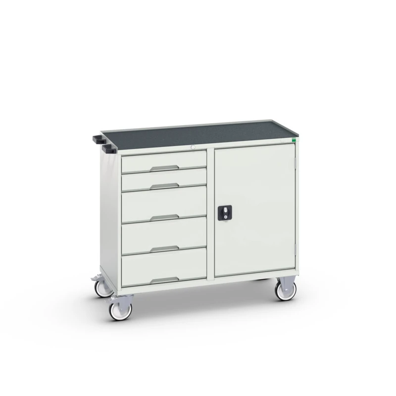 bott Verso mobiele kast 1050x550x965mm 5 laden 1 deur top tray RAL 7035