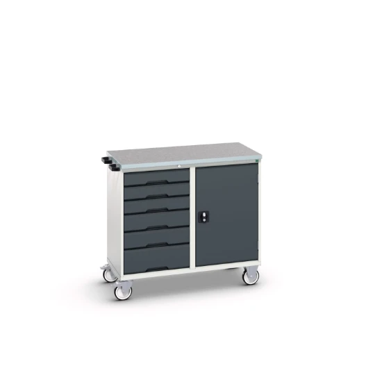 bott Verso mobiele kast 1050x550x965mm 6 laden 1 deur top tray RAL 7016