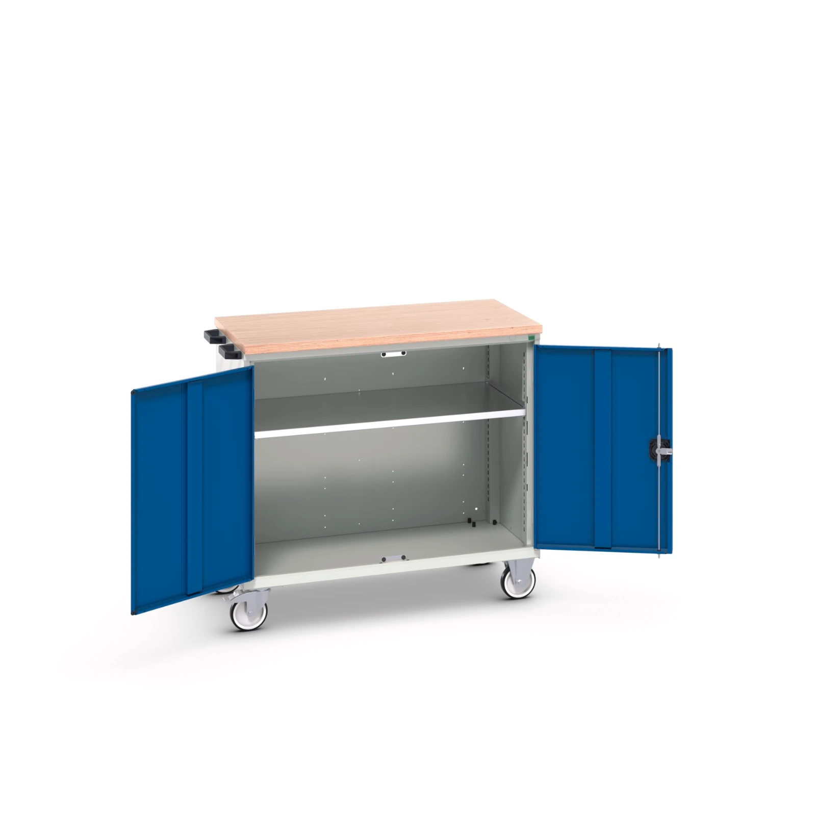 bott Verso mobiele kast 1050x600x980mm 1 legbord 2 deuren MPX top RAL 5010