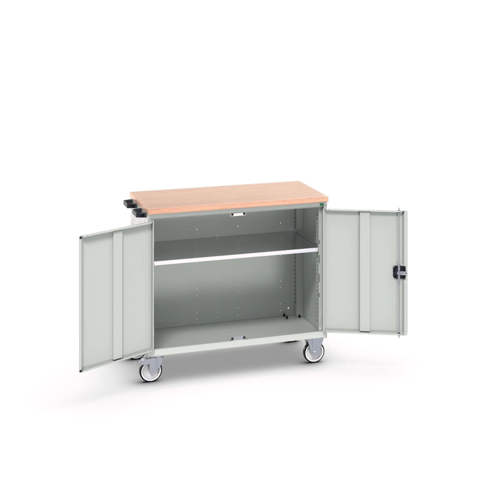 bott Verso mobiele kast 1050x600x980mm 1 legbord 2 deuren MPX top RAL 7035