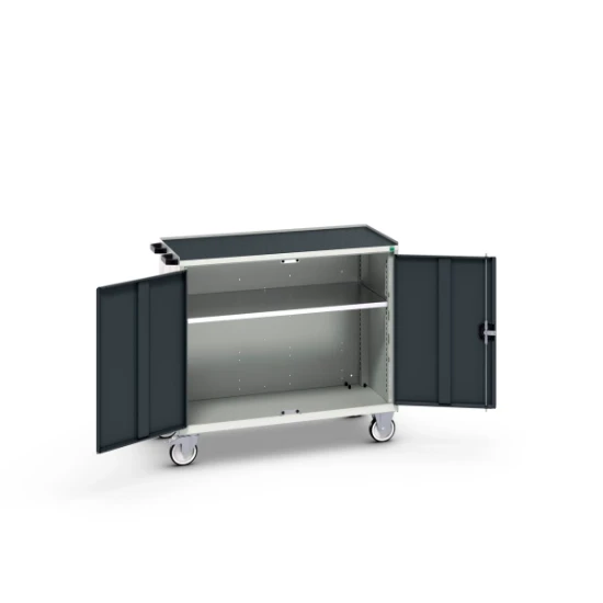 bott Verso mobiele kast 1050x550x965mm 1 legbord 2 deuren top tray RAL 7016