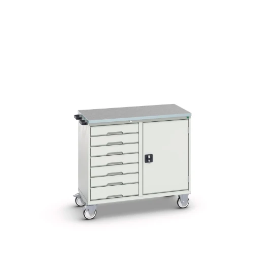 bott Verso mobiele kast 1050x550x965mm 7 laden 1 deur lino top RAL 7035