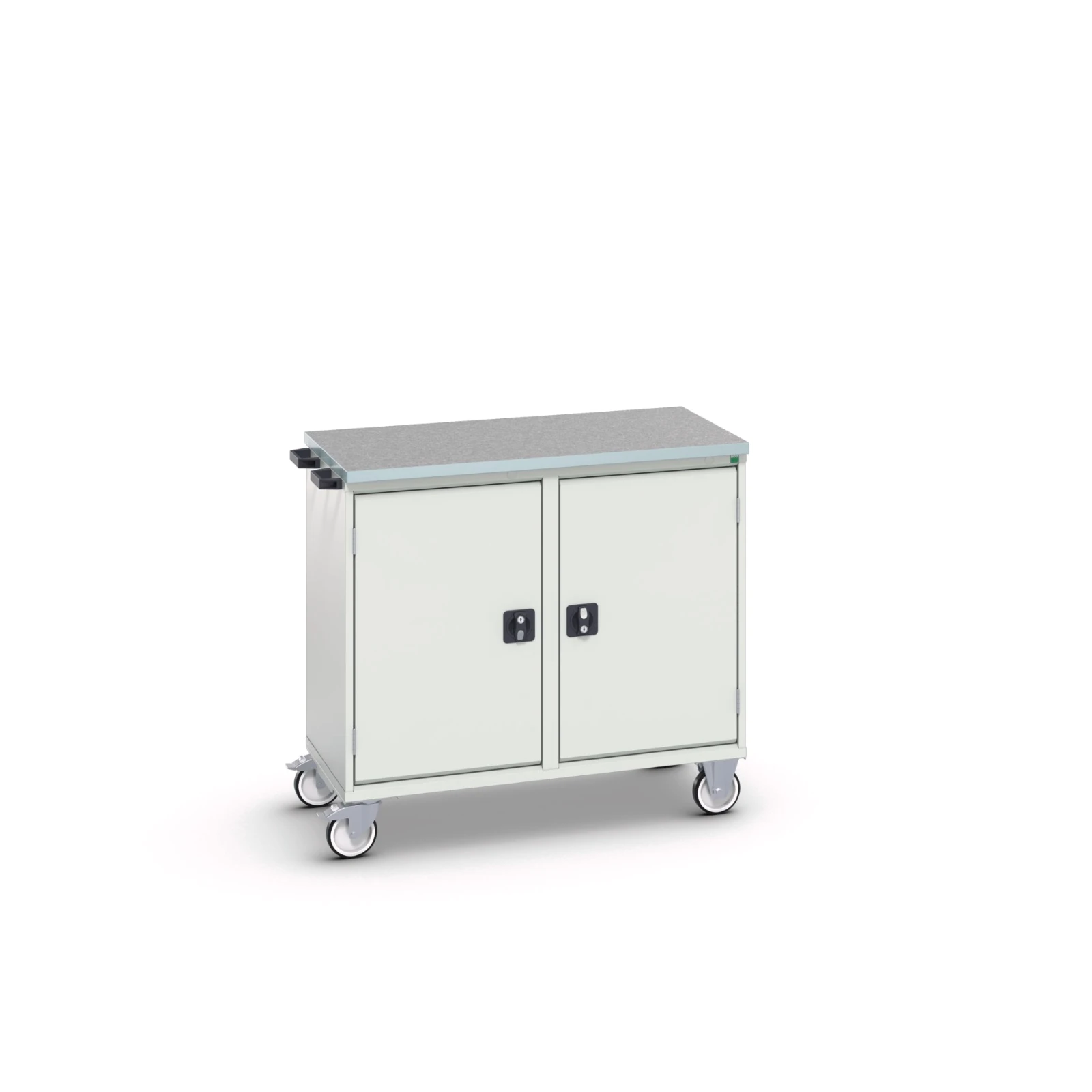 bott Verso mobiele kast 1050x600x980mm 2 legborden 2 deuren lino top RAL 7035