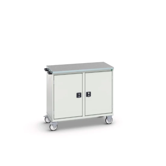 bott Verso mobiele kast 1050x600x980mm 2 legborden 2 deuren lino top RAL 7035