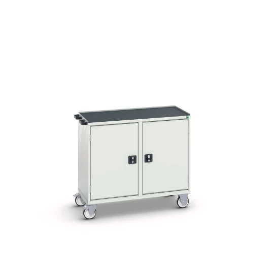 bott Verso mobiele kast 1050x550x965mm 2 legborden 2 deuren top tray RAL 7035