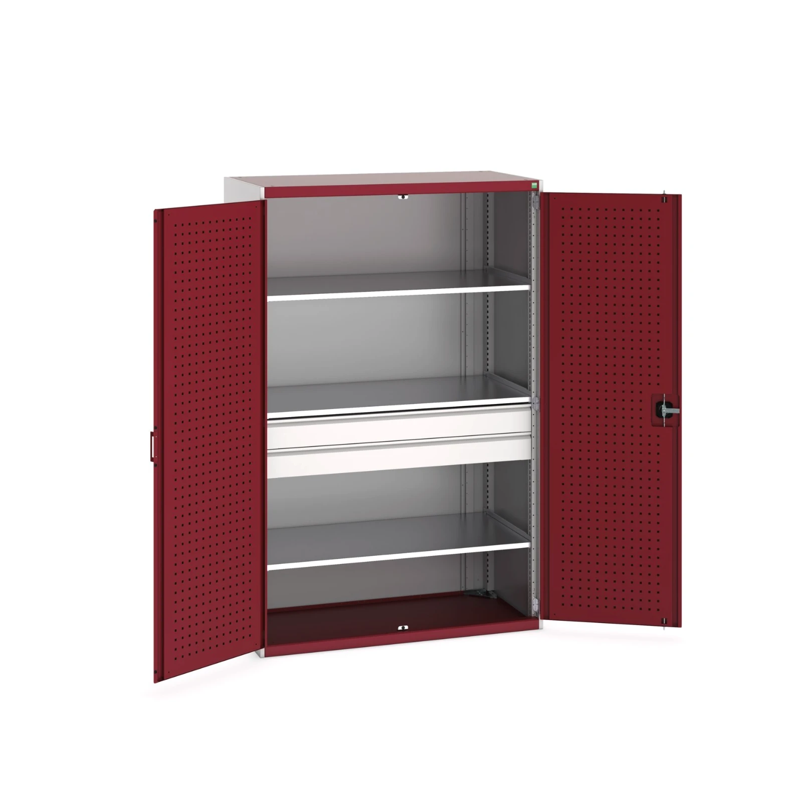 bott Cubio systeemkast 2 deuren 3 legborden hoogte 2000 mm RAL 3004