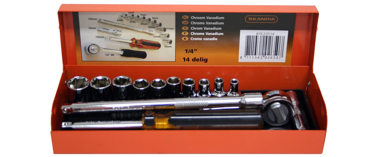 Skandia Dopsleutelset 1/4" 14-delig