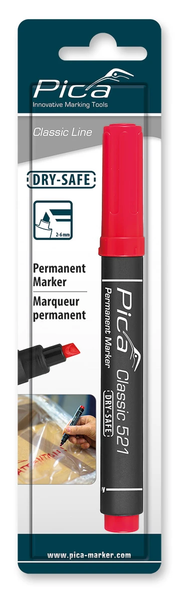 Pica Classic 521/40 Permanent Marker rood - beitelpunt (blister)