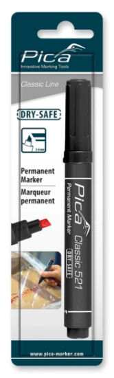 Pica Classic 521/46 Permanent Marker zwart - beitelpunt (blister)
