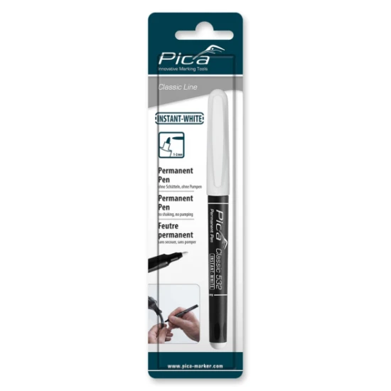 Pica Classic 532/52 Permanent Pen wit - ronde punt (blister)
