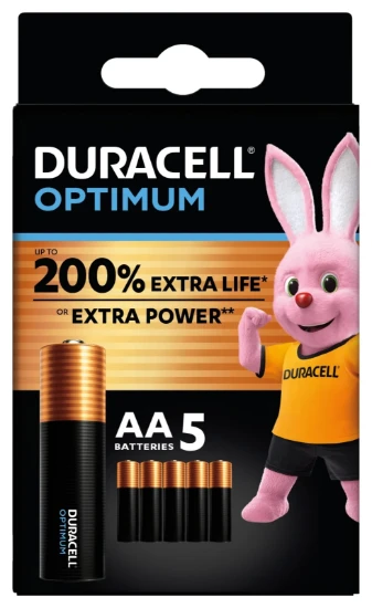 Duracell Optimum Alkaline AA-batterijen (5 stuks)