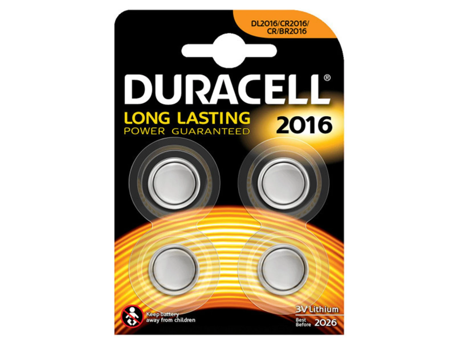 Duracell 2016 Lithium knoopcel batterijen (4 stuks)