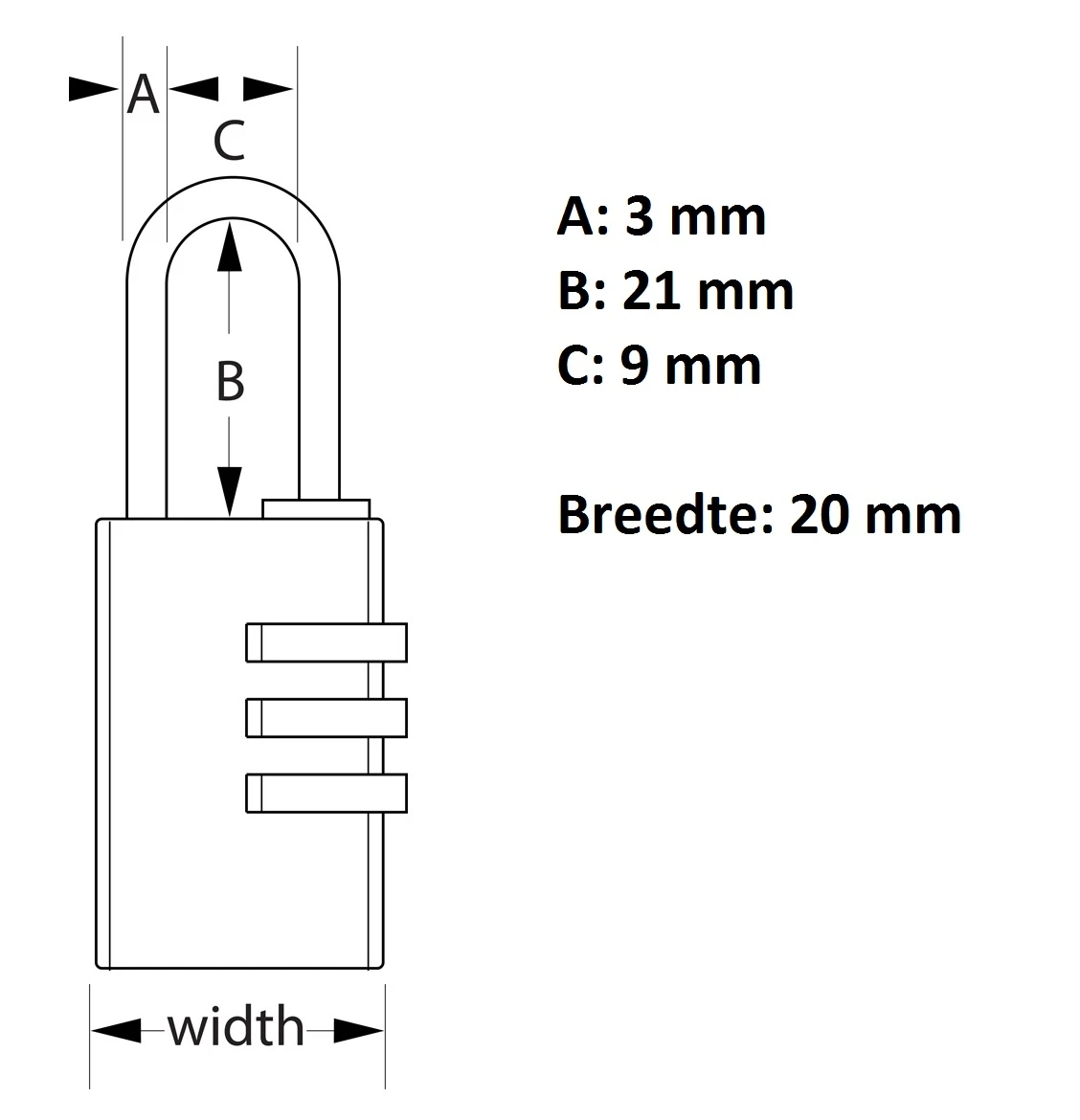 MasterLock Hangslot 20mm aluminium - beugellengte 21 mm (2 stuks)