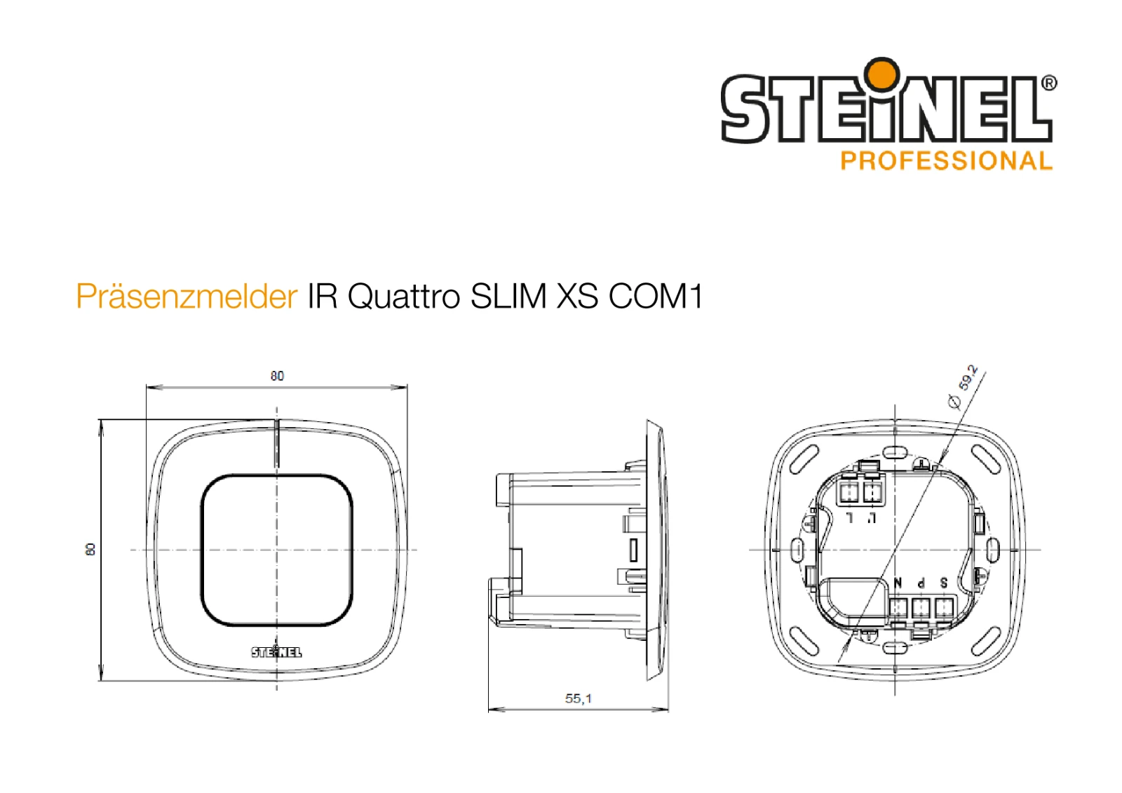 Steinel Aanwezigheidsmelder IR Quattro SLIM XS COM1