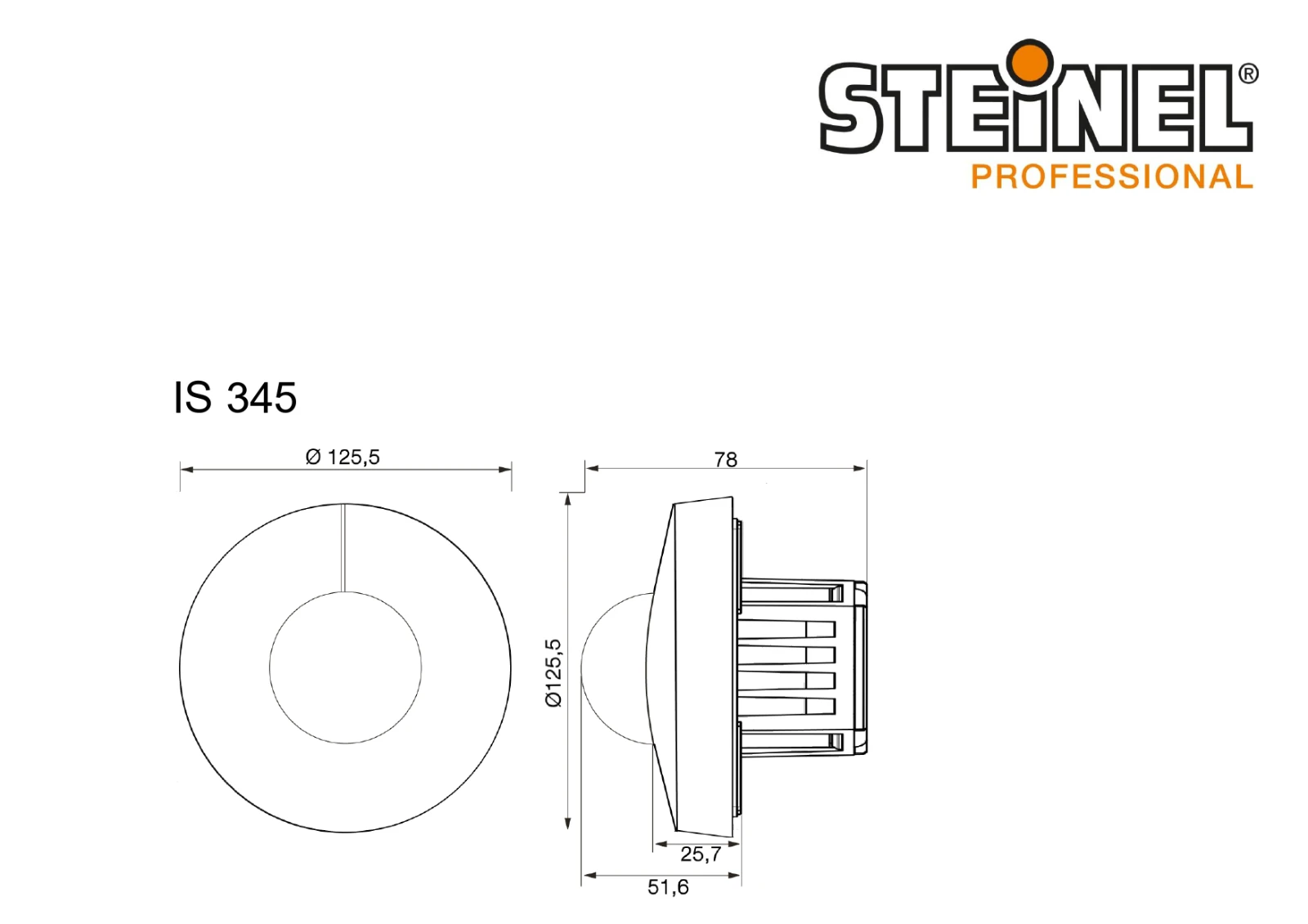 Steinel Dét. de mouv IS 345 PF rond, enc