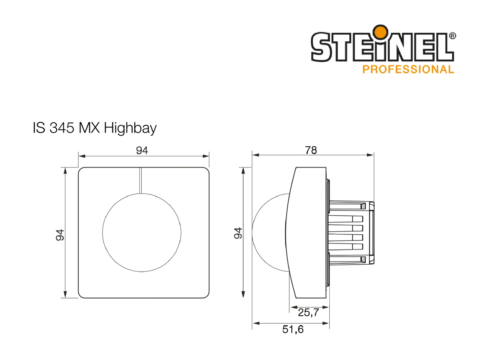 Steinel Bewegingsmelder IS 345 MX Highbay COM1 inbouw