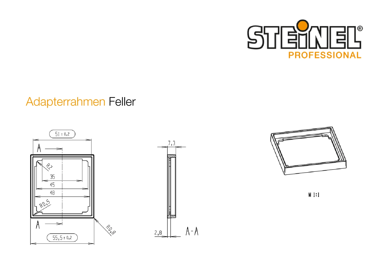 Steinel Cadre d'adaptateur IR180/HF180 Feller blc