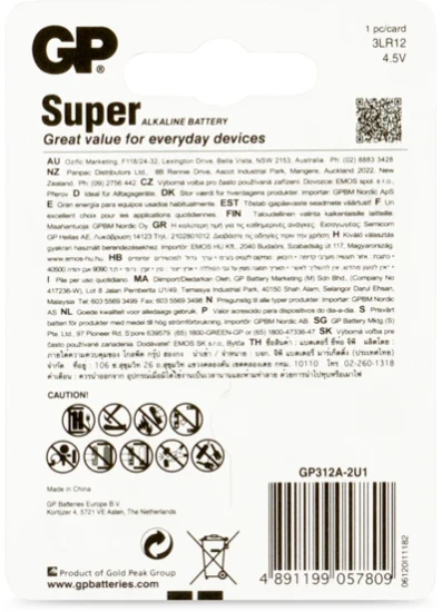 GP 312A Alkaline batterij Super 4,5V (1 stuk)