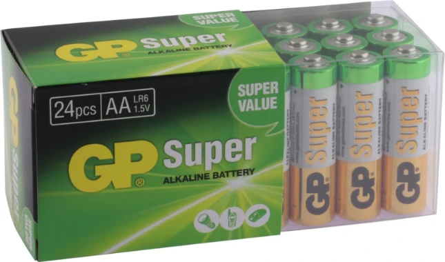 GP AA batterij Alkaline Super 1,5V 24st (GP083198), Batterijen | Elektro- & Installatietechniek - VanSpijk.nl