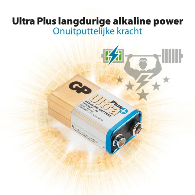 GP 9V Alkaline batterij Ultra Plus 1,5V (1 stuk)