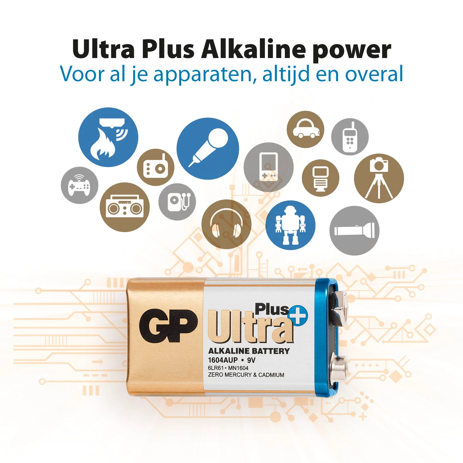 GP 9V Alkaline batterij Ultra Plus 1,5V (1 stuk)