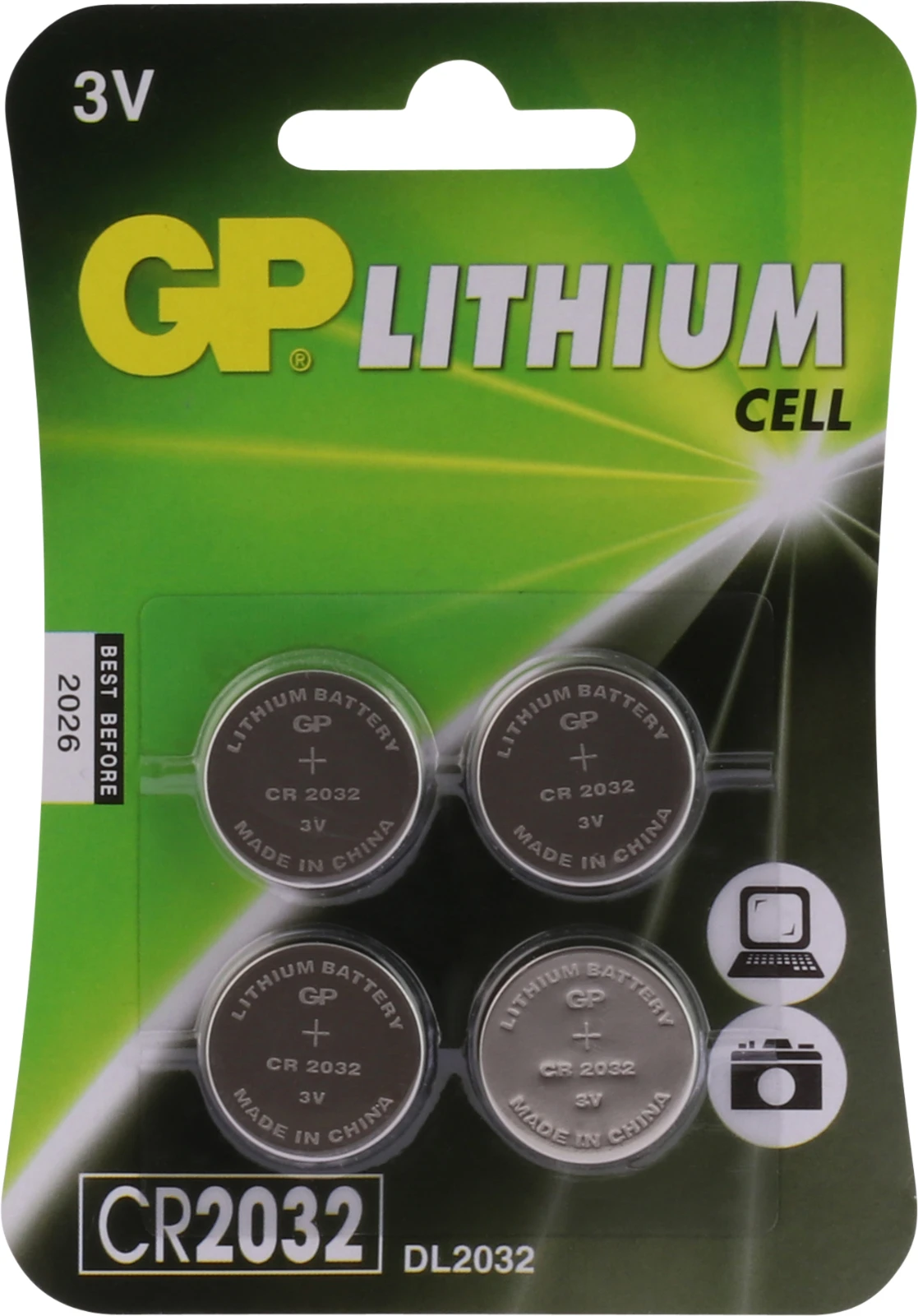 GP CR2032 Lithium knoopcel 3V (4 stuks)